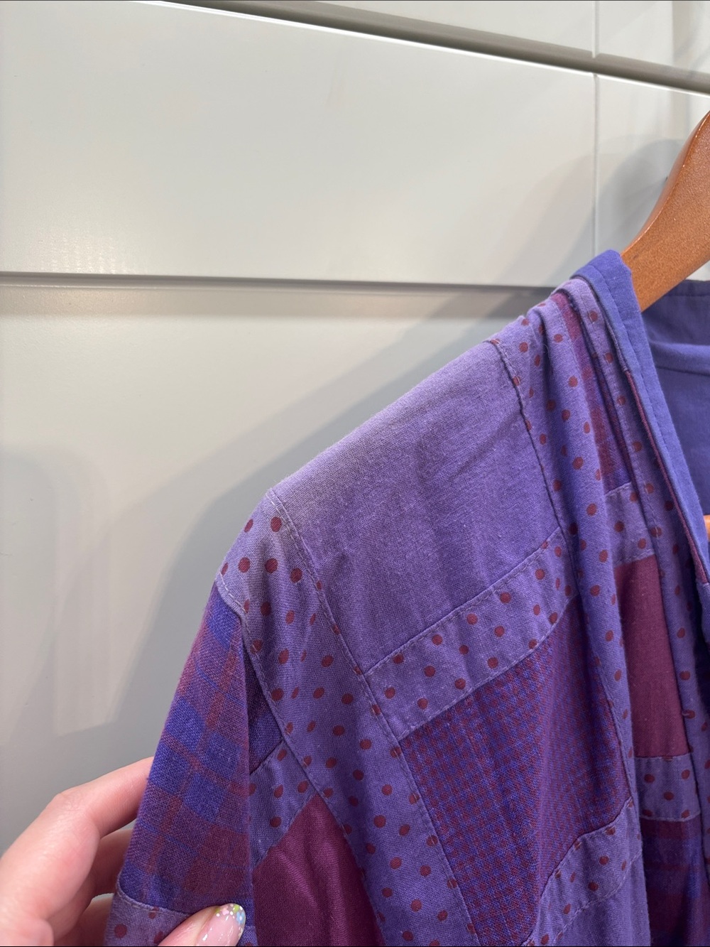 Purple Patchwork Button-Front Jacket - Picture 5 of 7